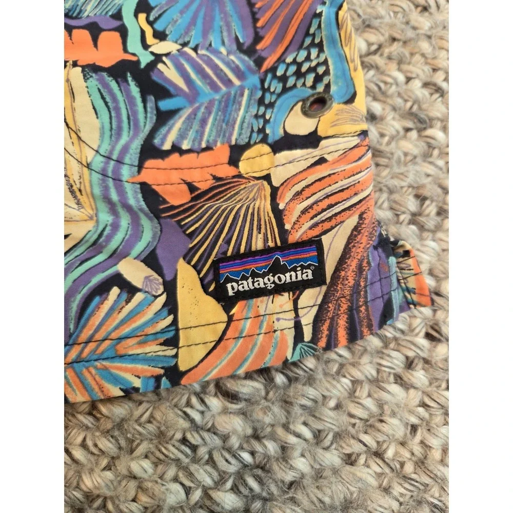 Patagonia Girls' Baggies Shorts Blue Orange Tropical Girls XXL 16-18